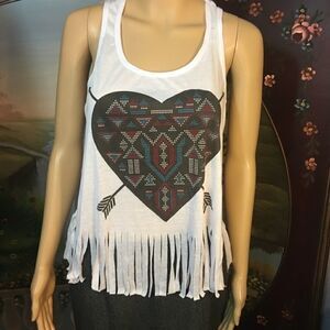 Large Heart with Arrows on Racerback Tee Sz Small